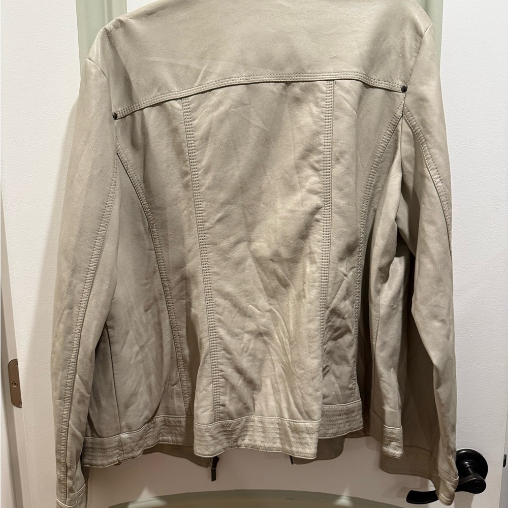 Beige Leather Jacket - image 2